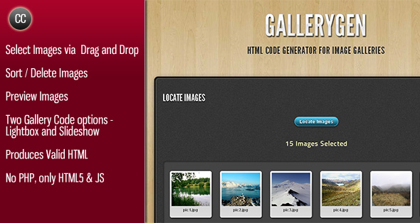 GalleryGen -  Image Gallery HTML Code Generator