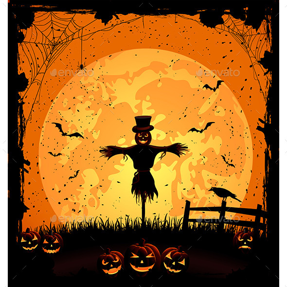 Halloween Background with Scarecrow
