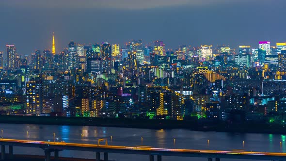 time lapse of Tokyo cityscape at night, Japan