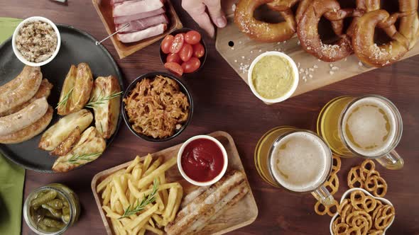 Putting Fresh Pretzels on Table Top View