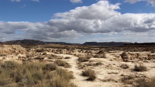 Walk into the desert badlands during a sunny day