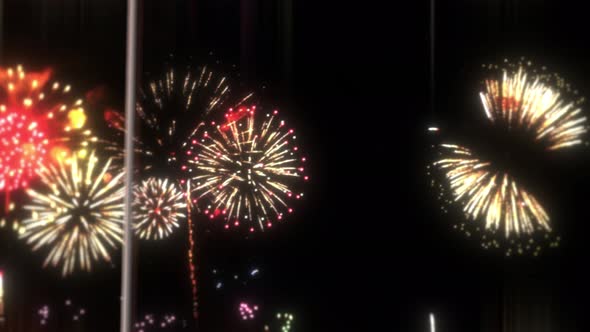 Lebanon   Flag With Fireworks