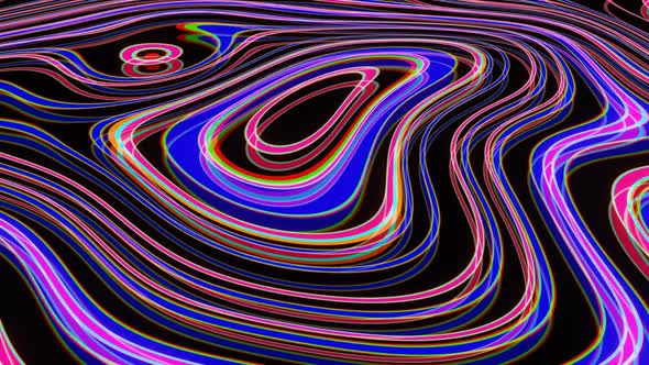 Looped Animation of Divergent Neon Waves 02