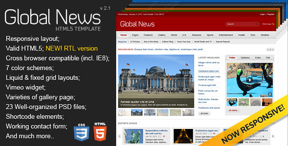 Globalny portal informacyjny - szablon HTML5 i CSS3