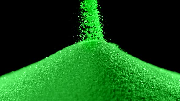 Pile of green colored sand, Slow Motion