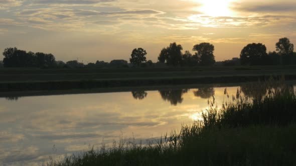 Pond, River, Lake, Sunset Reflection