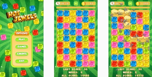 Hot Jewels - HTML5 Mobile Game (Construct 3 | Construct 2 | Capx)