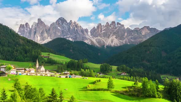 Time Lapse St Maddalena, Dolomites Italy Landscape