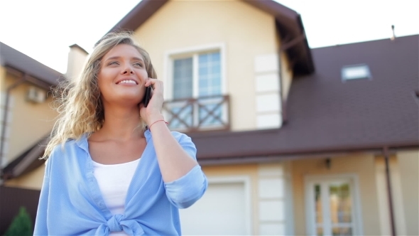 Happy Girl Talking On The Phone, Taking Selfie.  alt