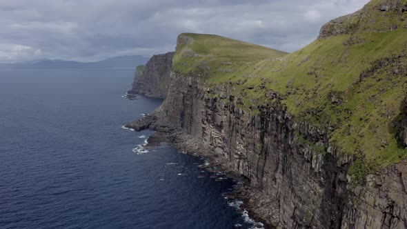 Drone Of Coastline Cliffs Of Suduroy