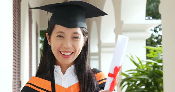 Woman get graduation in university