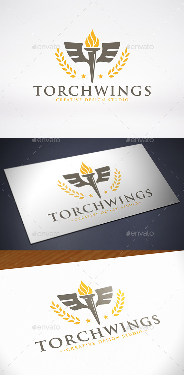 Torch Wings Logo Template