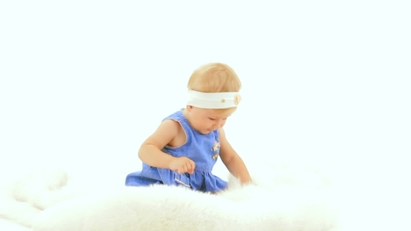 Little Girl On White Background