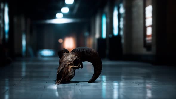 Old Ram Skull in Underground Subway alt