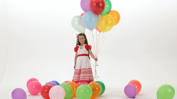 Girl With Colorful Balloons