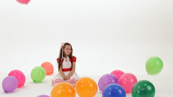 Girl Is Happy Balloons