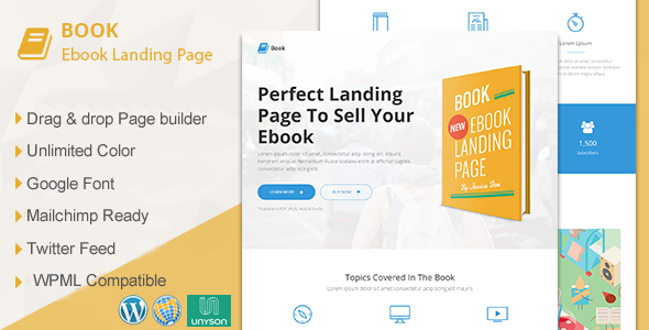 Book - Responsive Ebook Landing Page WordPress Theme