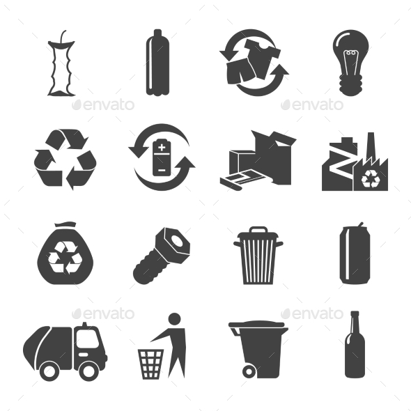 Recyclable Materials Icons Set