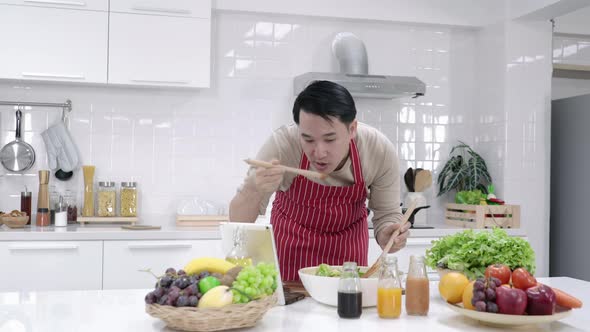 Man cooking in kitchen