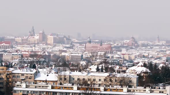 Panoramic Footage of Krakow View From Kopiec Krakusa