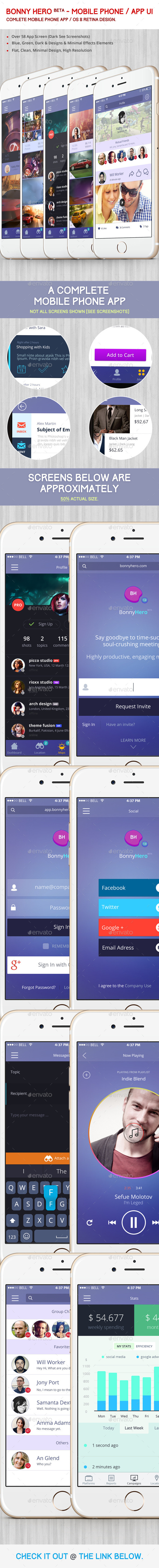 Bonny Hero App / Phone / Mobile UI