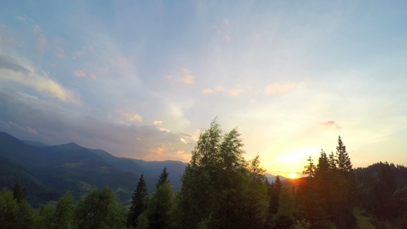 Sunset in Carpatian Mountains.