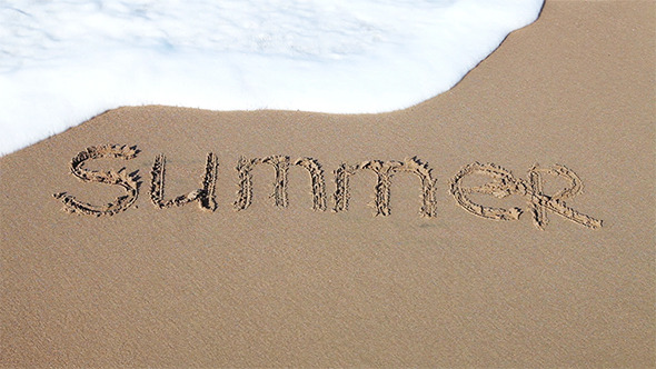 Word "Summer" Drawn in the Sand