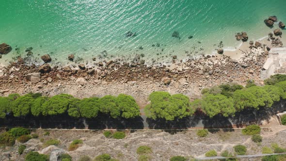 Aerial View of a Calm Bay As Seen From Steep Hill