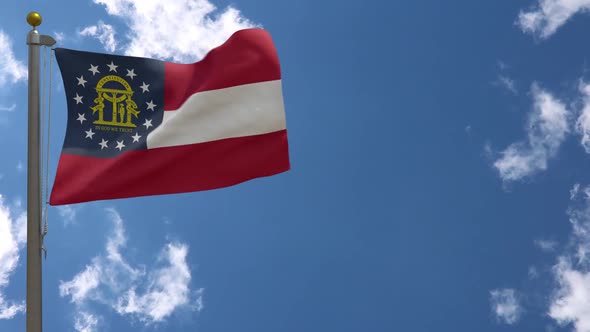 Georgia State Flag (Usa) On Flagpole