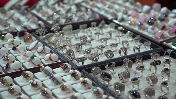 Silver And Gold Rings With Precious Stones