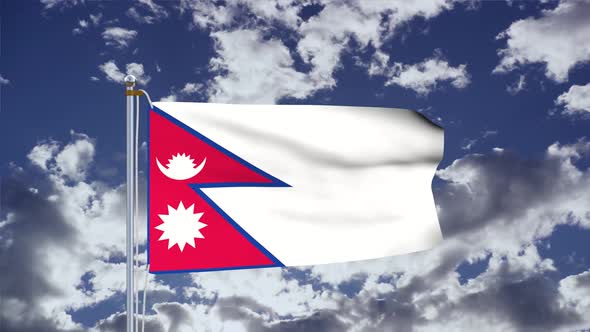 Nepal Flag Waving 4k