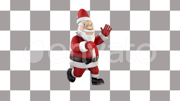 Santa Claus waving and walking alt