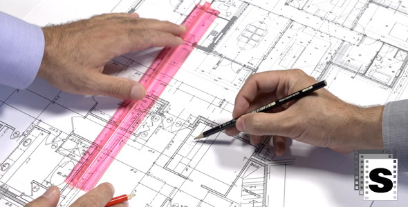 Architects Checking Blueprints