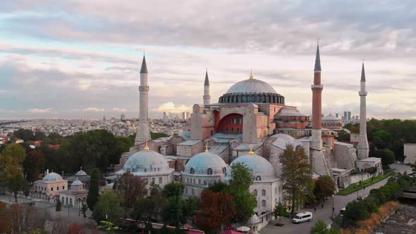 Hagia Sophia Drone Aerial View 