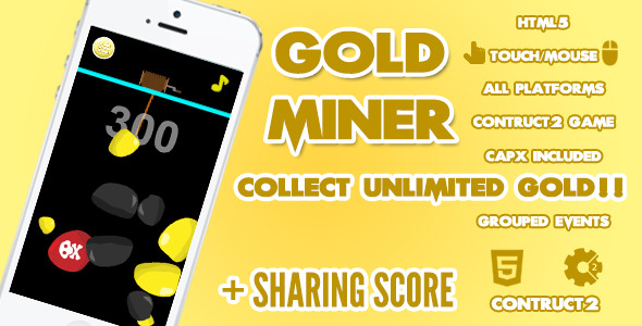 Gold Miner Game + Share Score