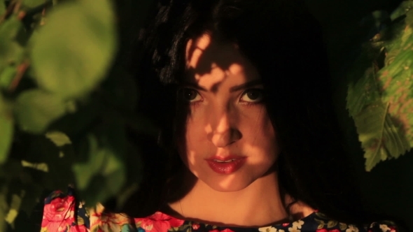 Young Girl Walking Near The Pond, Beautiful Large