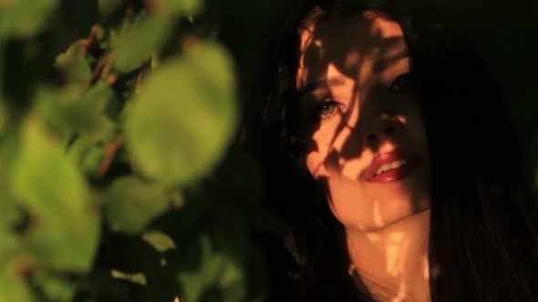 Young Girl Walking Near The Pond, Beautiful Large