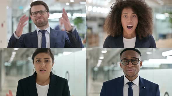 Collage of Young Business People Reacting to Loss