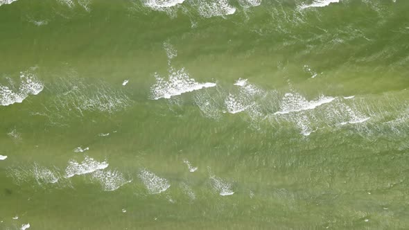 Aerial Drone View of the Sea with Waves