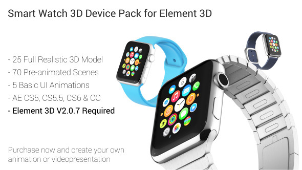 Smart Watch 3D Device Pack for Element 3D