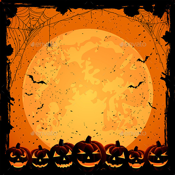 Halloween Background and Pumpkins