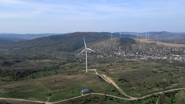 Aerial View of Wind Renewable Electricity Plant