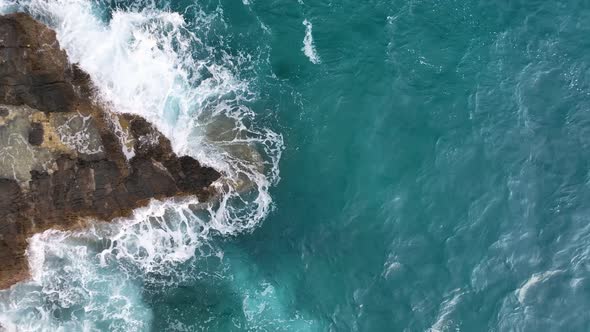 Awesome sea rocky texture aerial view 4 K Turkey Alanya