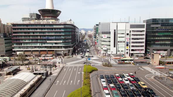 Kyoto Crosswalks Site By Railway Station Timelapse