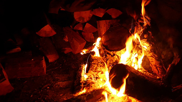 Midnight Bonfire Or Campfire