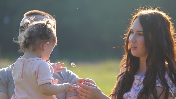 Beautiful Mother And Baby Outdoors. Nature.