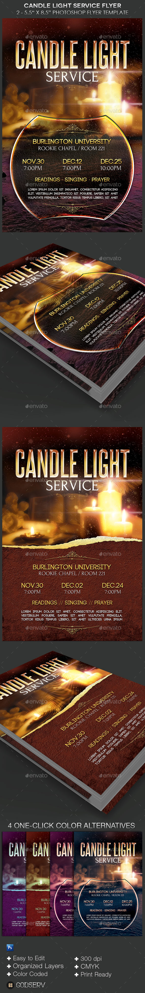 Candle Light Service  Flyer Templates