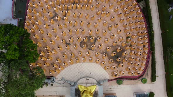 Wat Chak Yai Temple Golden Buddha and Hundreds of Monks in Chanthaburi Thailand