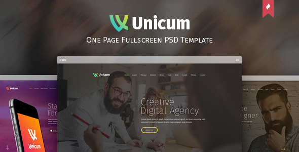 Unicum - One Page Fullscreen PSD Template