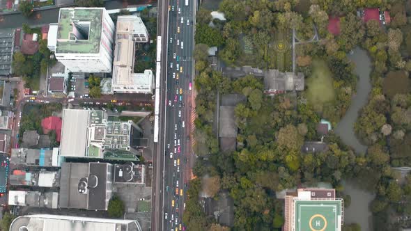 Skywalk Aerial View in MBK, Bangkok, Thailand